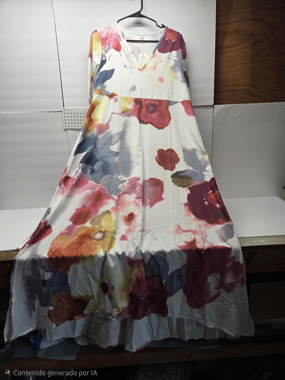 White Floral Watercolor Maxi Dress - Vivid Multicolor Print